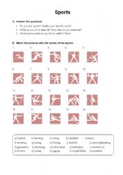 English Worksheet: sports