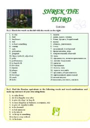 English Worksheet: Shrek the Third, Movie activity (3pages)