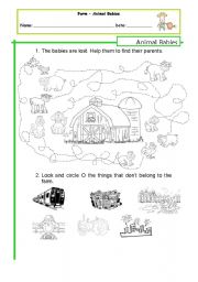 English Worksheet: Farm Babies