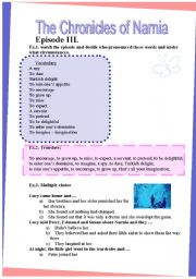 English Worksheet: The Chronicles of Narnia, episode 3 (2pages)