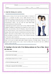 English Worksheet: NICOLA`S LIFE AND DAILY ROUTINE