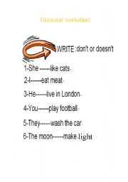 English worksheet: dont  - doesnt