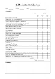 Oral presentation evaluation form