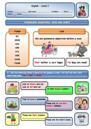 English Worksheet: POSSESSIVE ADJECTIVES