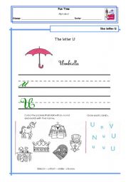 English worksheet: Letter U