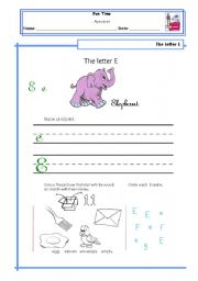 English Worksheet: Letter E