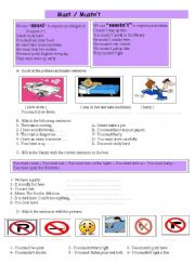 English Worksheet: must / mustnt