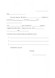 English Worksheet: Pen Pal Template