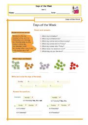 English Worksheet: Days Revision Worksheet - part 1