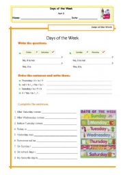 English Worksheet: Days of the Week - part 2
