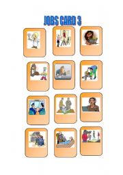 English Worksheet: JOBS CARD 3 plus a boardgame