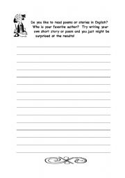 English worksheet: Creative Writing Template