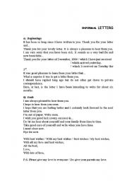 English Worksheet: INFORMAL LETTER WRITING