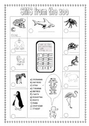 English Worksheet: SMS from the zoo (1/2)