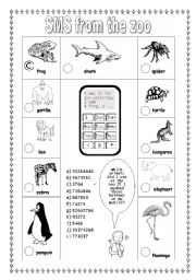 English Worksheet: SMS from the zoo  (2/2) (easier)