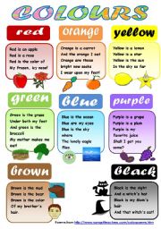 English Worksheet: COLOURS! - CLASSROOM POSTER FOR YOUNG LEARNERS