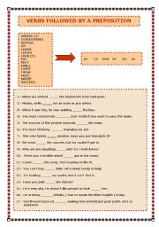 English Worksheet: Verbs followed by a preposition
