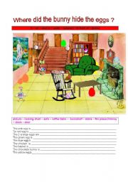 English Worksheet: WHERE DID THE BUNNY HIDE THE EGGS?