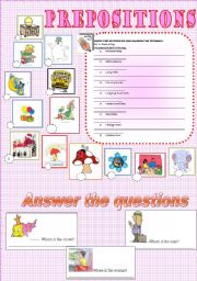 English Worksheet: Prepositions of Place for Beginners.2 pages