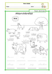 Farm Animals - tracing handout