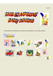English Worksheet: THE SIMPSONS DAILY ROUTINE (PART 1)