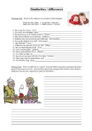 English Worksheet: Similarities & differences with SO/ NEITHER