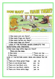 English Worksheet:  HOW MANY IS THERE-ARE THERE?