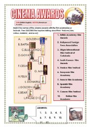 English Worksheet: CINEMA AWARDS WORKSHEET