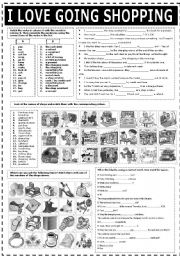 English Worksheet: I LOVE GOING SHOPPING (B&W)