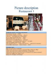 English Worksheet: Picture description - Restaurant 1