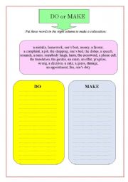 English Worksheet: DO or MAKE