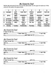 English Worksheet: Favourite Food game