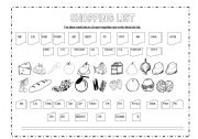 English Worksheet: Shopping list