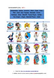 English Worksheet: Worksheet Jobs Set 1