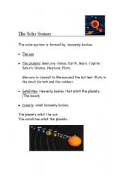 English worksheet: The Solar System