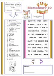 English Worksheet: Fun Sheet Elementary 10