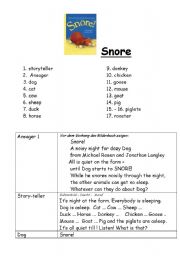 English worksheet: role- play: snore