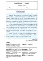 English Worksheet: Text - The Internet