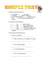 English Worksheet: simple past