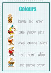 English worksheet: Colours