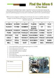 English Worksheet: Find the Idiom 6