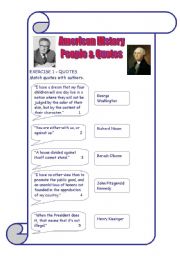 English Worksheet: American History - People & Quotes