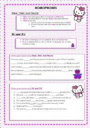 English Worksheet: there, their, theyre , its and its