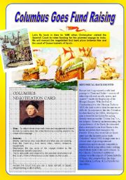 English Worksheet: Role Play: Columbus Goes Fund Raising (Card 1/2)