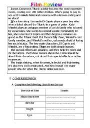 English Worksheet:  Film Review :  Titanic