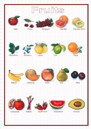 English Worksheet: Fruits