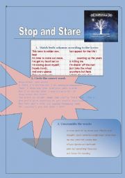English worksheet: Stop and stare, by One Republic
