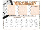 English Worksheet: Partner Practice : Telling Time : Clocks [2 pages]