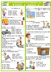 English Worksheet: CONDITIONALS TEST ( TYPE 1 AND 2 )