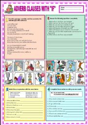 English Worksheet: Adverb clauses with If